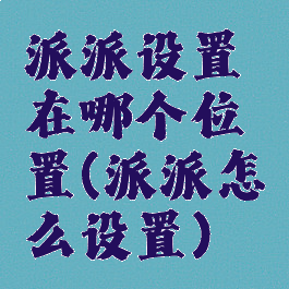 派派设置在哪个位置(派派怎么设置)