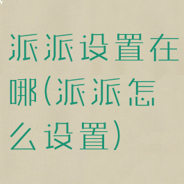 派派设置在哪(派派怎么设置)