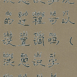 洪恩识字玩的过程可以设置调吗(洪恩识字效果如何)