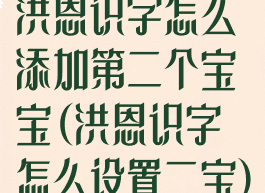 洪恩识字怎么添加第二个宝宝(洪恩识字怎么设置二宝)