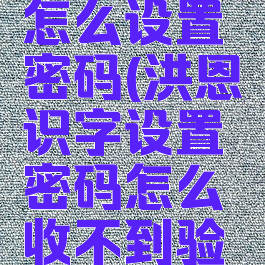 洪恩识字怎么设置密码(洪恩识字设置密码怎么收不到验证码)