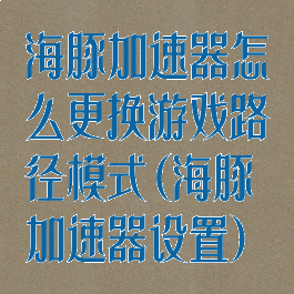 海豚加速器怎么更换游戏路径模式(海豚加速器设置)
