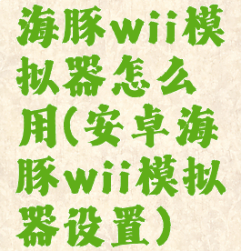 海豚wii模拟器怎么用(安卓海豚wii模拟器设置)