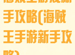 海贼王游戏新手攻略(海贼王手游新手攻略)
