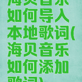 海贝音乐如何导入本地歌词(海贝音乐如何添加歌词)