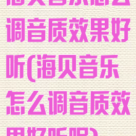 海贝音乐怎么调音质效果好听(海贝音乐怎么调音质效果好听呢)