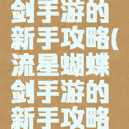 流星蝴蝶剑手游的新手攻略(流星蝴蝶剑手游的新手攻略在哪)