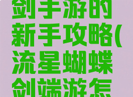流星蝴蝶剑手游的新手攻略(流星蝴蝶剑端游怎么玩)