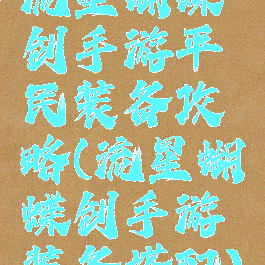 流星蝴蝶剑手游平民装备攻略(流星蝴蝶剑手游装备搭配)