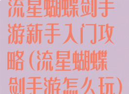 流星蝴蝶剑手游新手入门攻略(流星蝴蝶剑手游怎么玩)