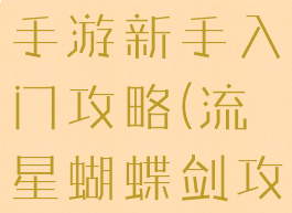 流星蝴蝶剑手游新手入门攻略(流星蝴蝶剑攻略)