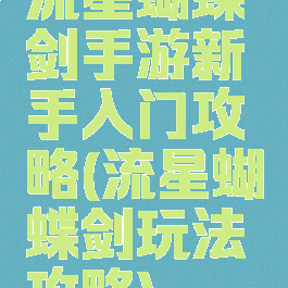 流星蝴蝶剑手游新手入门攻略(流星蝴蝶剑玩法攻略)