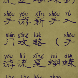 流星蝴蝶剑手游新手入门攻略(手游流星蝴蝶剑剑连招)