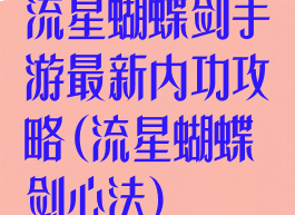 流星蝴蝶剑手游最新内功攻略(流星蝴蝶剑心法)