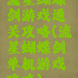 流星蝴蝶剑游戏通关攻略(流星蝴蝶剑单机游戏攻略)