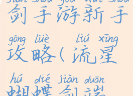 流量蝴蝶剑手游新手攻略(流星蝴蝶剑端游怎么玩)