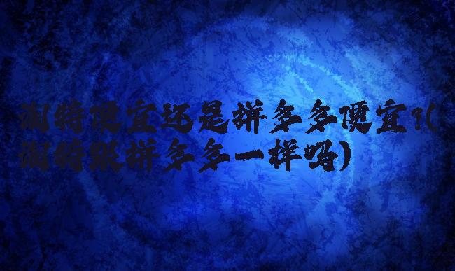 淘特便宜还是拼多多便宜?(淘特跟拼多多一样吗)