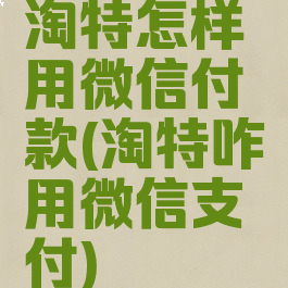淘特怎样用微信付款(淘特咋用微信支付)