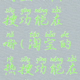 淘宝的热搜功能在哪(淘宝的热搜功能在哪里)