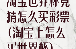 淘宝世界杯竞猜怎么买彩票(淘宝上怎么买世界杯)