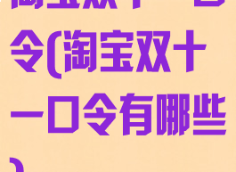 淘宝双十一口令(淘宝双十一口令有哪些)