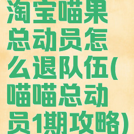 淘宝喵果总动员怎么退队伍(喵喵总动员1期攻略)