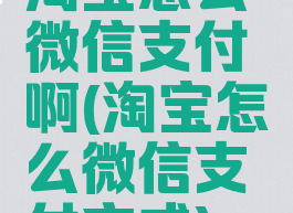 淘宝怎么微信支付啊(淘宝怎么微信支付方式)