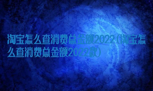 淘宝怎么查消费总金额2022(淘宝怎么查消费总金额2022款)