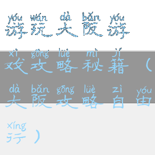 游玩大阪游戏攻略秘籍(大阪攻略自由行)