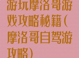 游玩摩洛哥游戏攻略秘籍(摩洛哥自驾游攻略)