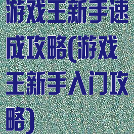 游戏王新手速成攻略(游戏王新手入门攻略)