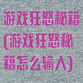 游戏狂怒秘籍(游戏狂怒秘籍怎么输入)