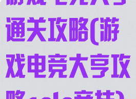 游戏电竞大亨通关攻略(游戏电竞大亨攻略solo竞技)