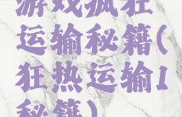 游戏疯狂运输秘籍(狂热运输1秘籍)