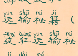 游戏疯狂运输秘籍(疯狂运输秘籍代码)