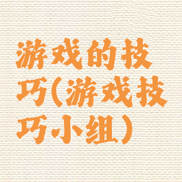 游戏的技巧(游戏技巧小组)