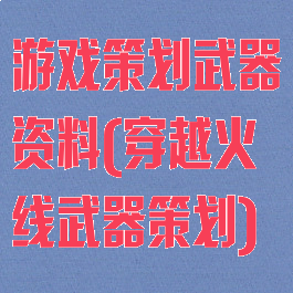 游戏策划武器资料(穿越火线武器策划)