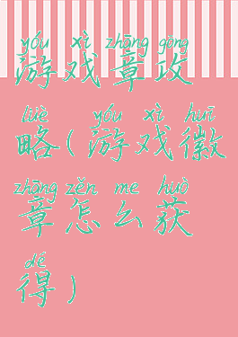 游戏章攻略(游戏徽章怎么获得)