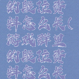 游戏群里的段位资料怎么关(游戏群里的段位资料怎么关闭)