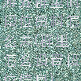 游戏群里的段位资料怎么关(群里怎么设置段位信息)