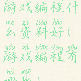 游戏编程什么资料好(游戏编程有哪些)