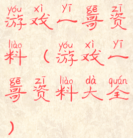 游戏一哥资料(游戏一哥资料大全)