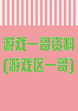 游戏一哥资料(游戏区一哥)