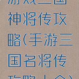 游戏三国神将传攻略(手游三国名将传攻略大全)
