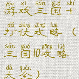 游戏三国十打仗攻略(三国10攻略大全)