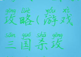 游戏三国杀攻略(游戏三国杀攻略大全)