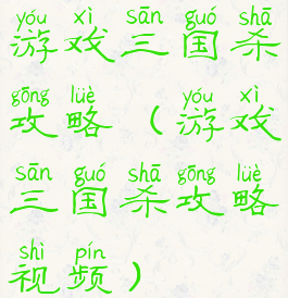 游戏三国杀攻略(游戏三国杀攻略视频)