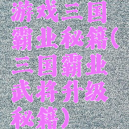 游戏三国霸业秘籍(三国霸业武将升级秘籍)