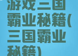 游戏三国霸业秘籍(三国霸业秘籍)