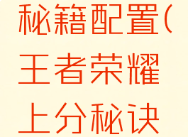 游戏上分秘籍配置(王者荣耀上分秘诀表)
